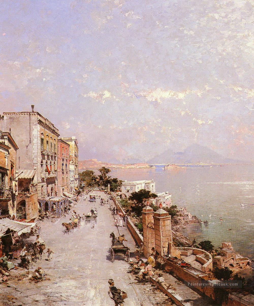 BelgianA Vue de Posilippo Naples Venise Franz Richard Unterberger Peintures à l'huile